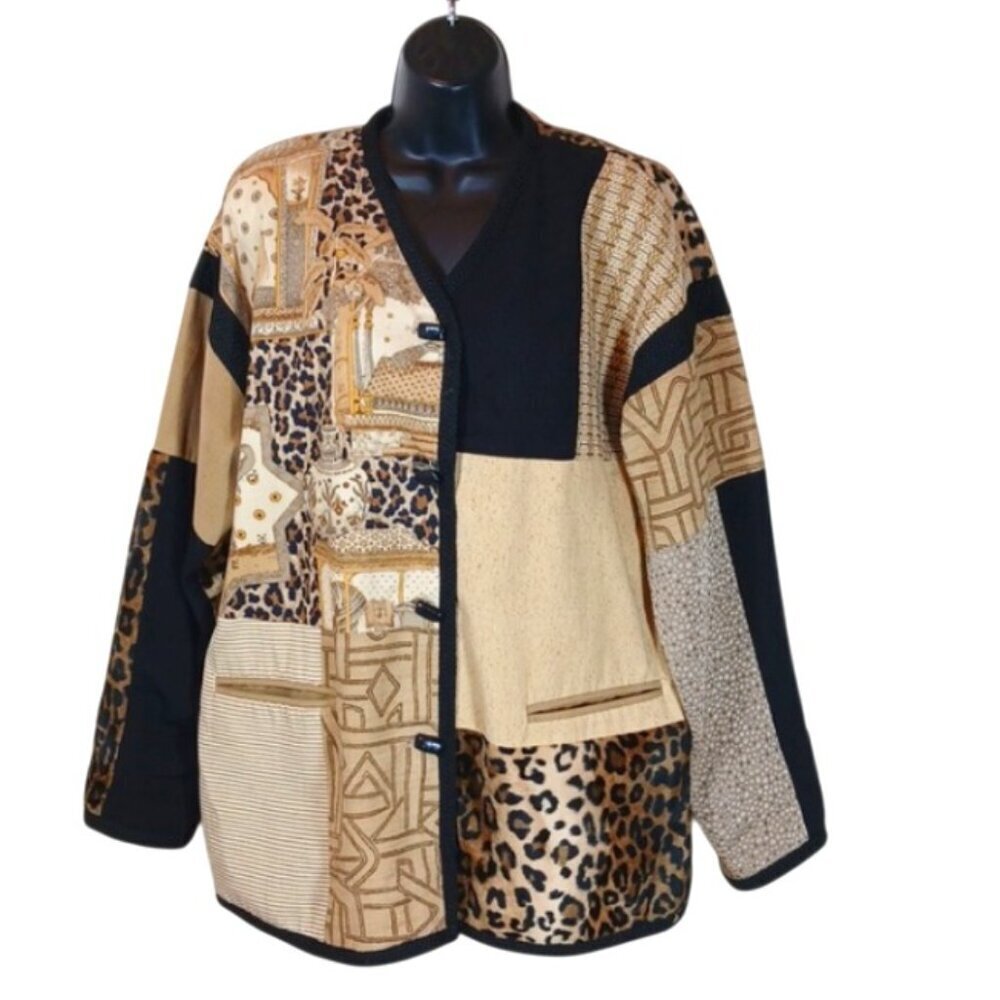 Max & Mabel Patch Pattern Leopard Print Blazer Si… - image 1